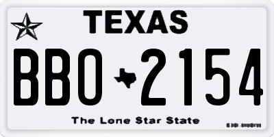 TX license plate BBO2154