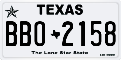 TX license plate BBO2158
