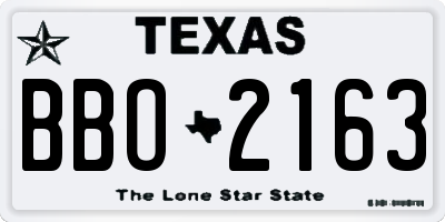 TX license plate BBO2163