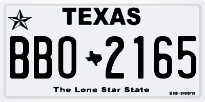 TX license plate BBO2165