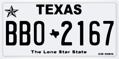 TX license plate BBO2167