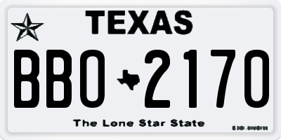 TX license plate BBO2170