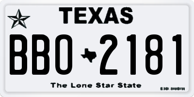 TX license plate BBO2181