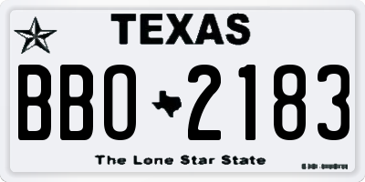 TX license plate BBO2183