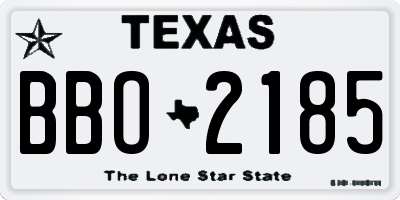 TX license plate BBO2185