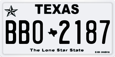 TX license plate BBO2187