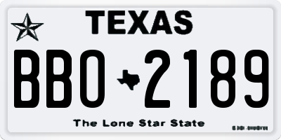 TX license plate BBO2189