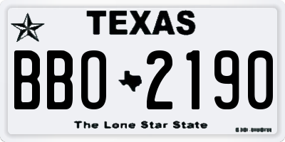TX license plate BBO2190