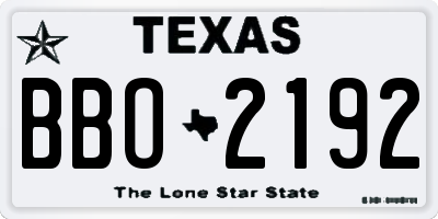 TX license plate BBO2192