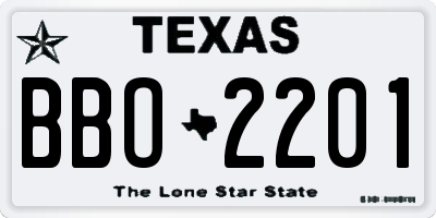 TX license plate BBO2201
