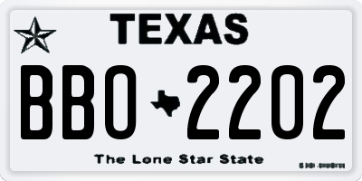 TX license plate BBO2202