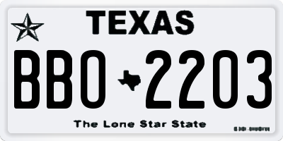 TX license plate BBO2203