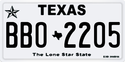 TX license plate BBO2205