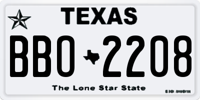 TX license plate BBO2208
