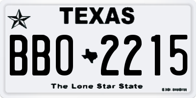 TX license plate BBO2215