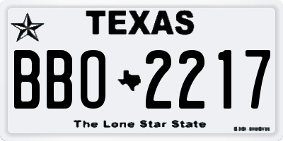 TX license plate BBO2217