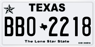TX license plate BBO2218