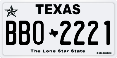 TX license plate BBO2221