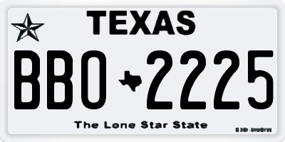 TX license plate BBO2225