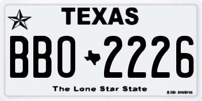 TX license plate BBO2226