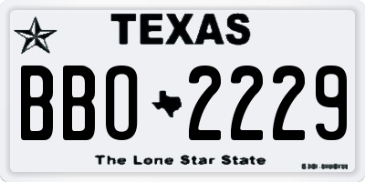 TX license plate BBO2229
