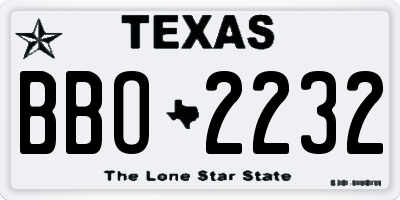 TX license plate BBO2232