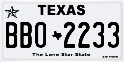 TX license plate BBO2233