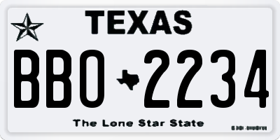 TX license plate BBO2234