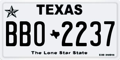 TX license plate BBO2237