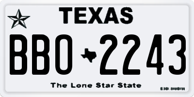 TX license plate BBO2243