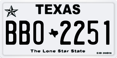 TX license plate BBO2251