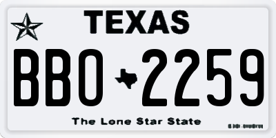 TX license plate BBO2259