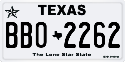 TX license plate BBO2262