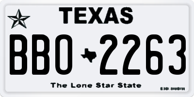 TX license plate BBO2263