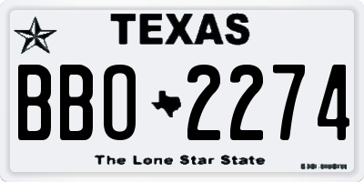 TX license plate BBO2274