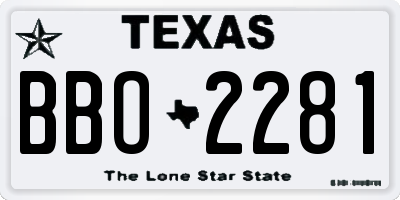 TX license plate BBO2281