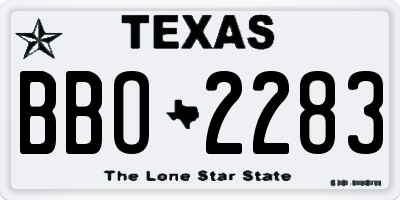 TX license plate BBO2283