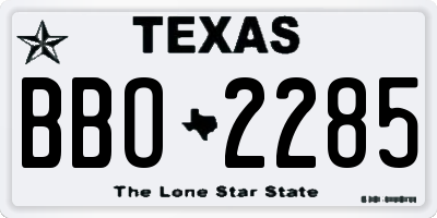 TX license plate BBO2285