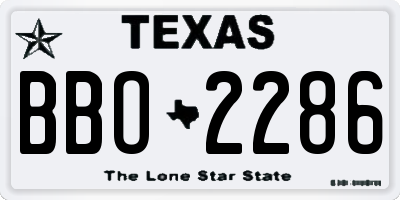 TX license plate BBO2286