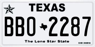 TX license plate BBO2287