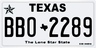 TX license plate BBO2289