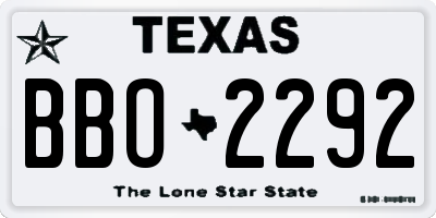 TX license plate BBO2292