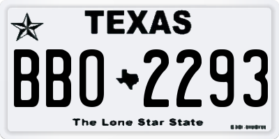TX license plate BBO2293