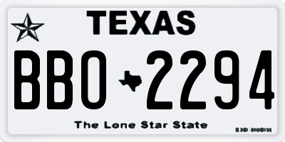 TX license plate BBO2294