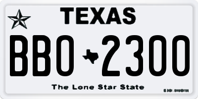 TX license plate BBO2300