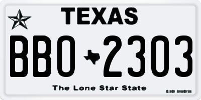 TX license plate BBO2303