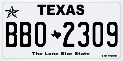 TX license plate BBO2309