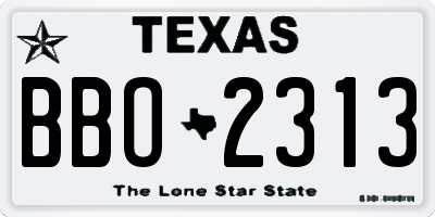 TX license plate BBO2313