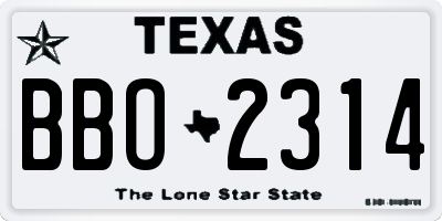 TX license plate BBO2314