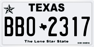 TX license plate BBO2317